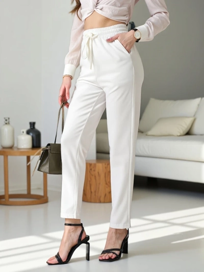 Royalfashion Preproste ženske hlače s trakom