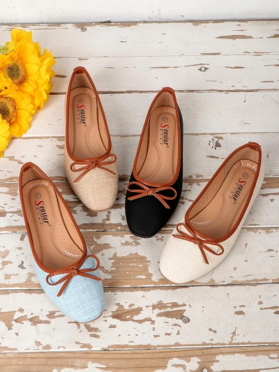 Royalfashion Ženska balerinka s bleščicami in pentljo Aramie