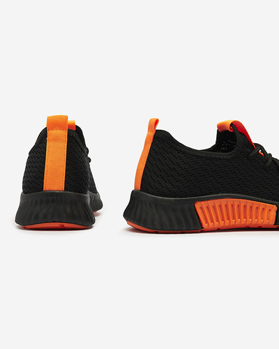 Royalfashion Czarne damskie buty sportowe z pomarańzowymi wstawkami Keteti