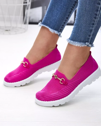 Royalfashion Fuksjowe damskie tenisówki slip on ze złotą ozdobą Enelida