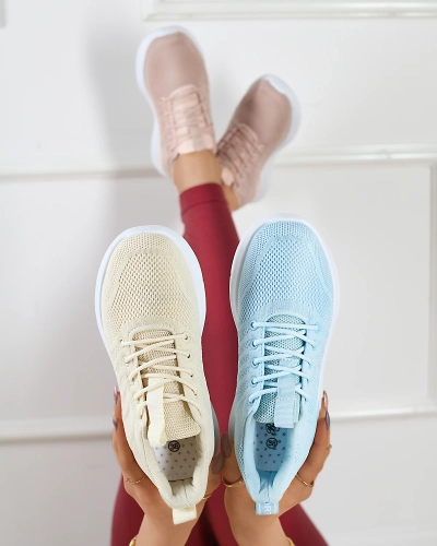 Royalfashion Kremowe damskie tkaninowe buty sportowe Bofia