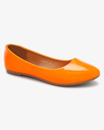Royalfashion Neonowe pomarańczowe damskie lakierowane baleriny Fama