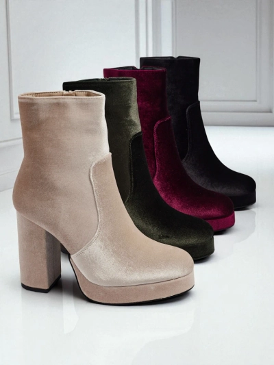 Ženski gležnarji s peto al'la Velur Miss