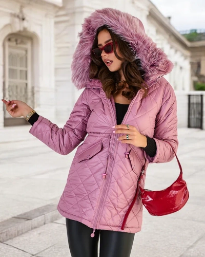 Royalfashion Ženska obojestranska jakna v roza barvi