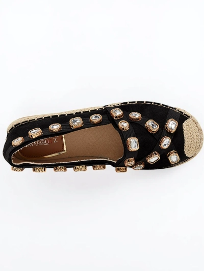 Royalfashion Czarne damskie espadryle z kryształkami Wamba