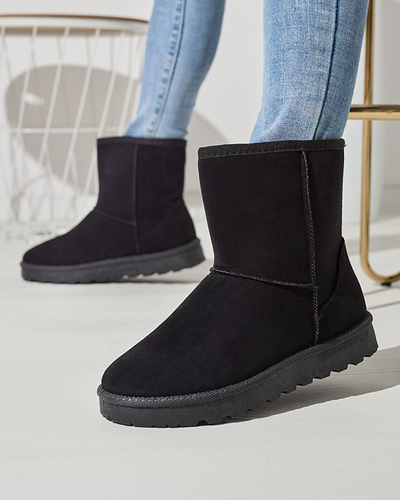 Royalfashion Damskie ocieplane eko-zamszowe buty a'la śniegowce w czarnym kolorze Xetik