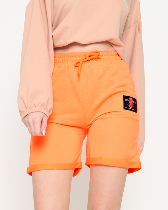 Royalfashion Neonowe pomarańczowe damskie spodenki przed kolano