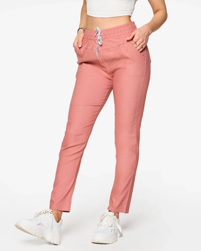 Royalfashion Damskie proste spodnie materiałowe w kolorze różowym PLUS SIZE