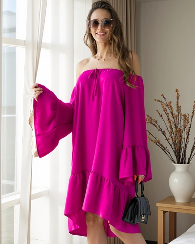 Royalfashion Ženska obleka a'la španska z naborki oversized
