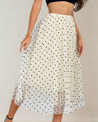 Royalfashion Žensko dvoslojno polka dot midi krilo