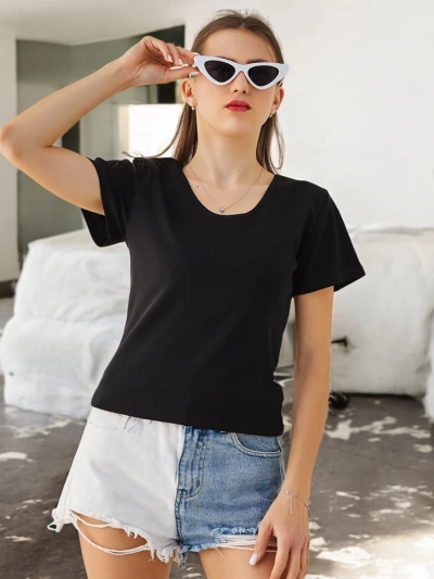 Royalfashion Ženska bombažna majica s čipko na hrbtu