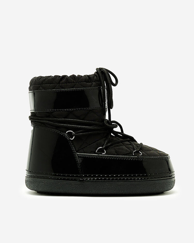 Royalfashion Črni ženski snežni škornji z robom Yevnoiela