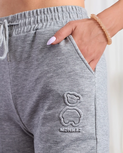 Royalfashion Sive ženske bombažne trenirke z medvedkom