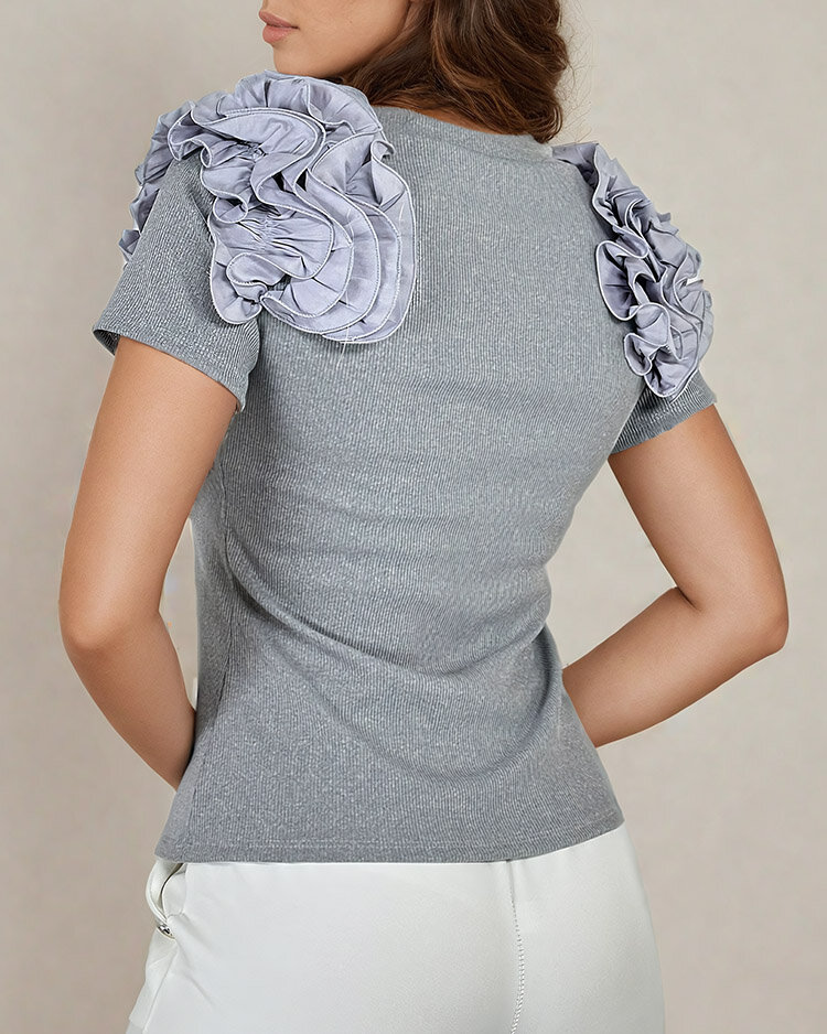 Royalfashion Prilegajoča se ženska bluza z rebri