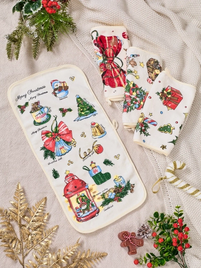 Royalfashion Božični komplet 4 kuhinjskih brisač Merry Xmas