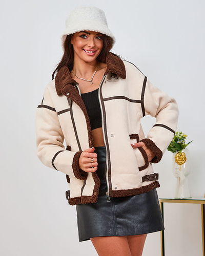 Royalfashion Bež ženska motoristična jakna