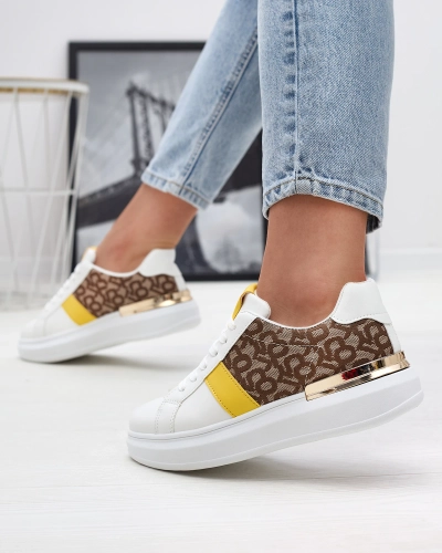 Royalfashion Beli in rjavi ženski športni copati Mlysio