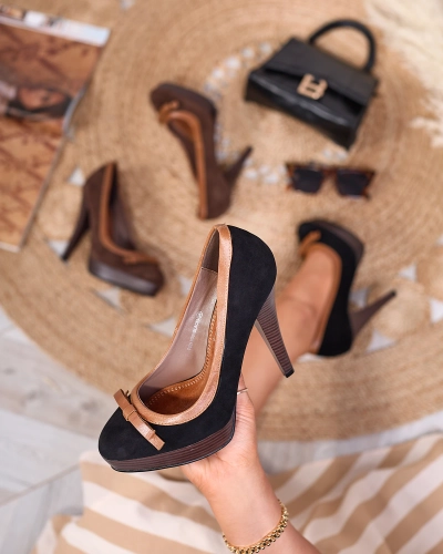 Royalfashion Czarne damskie czółenka na wysokiej szpilce Zistin