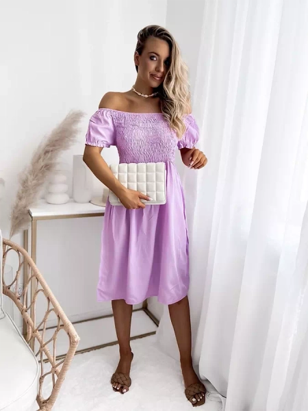 Royalfashion Fioletowa damska sukienka mini a'la hiszpanka