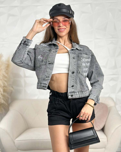 Royalfashion Ženska jakna iz džinsa z napisom