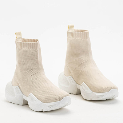 Royalfashion Beżowe damskie wysokie sportowe buty Gohi