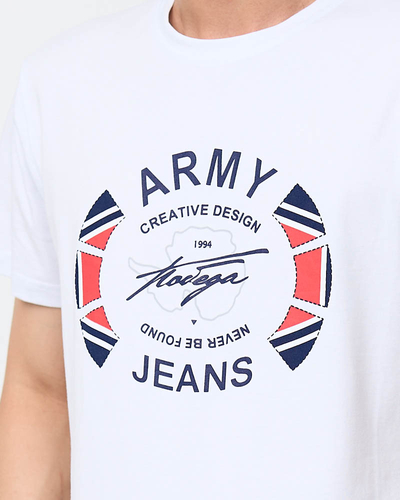 Royalfashion Biały męski t-shirt z nadrukiem