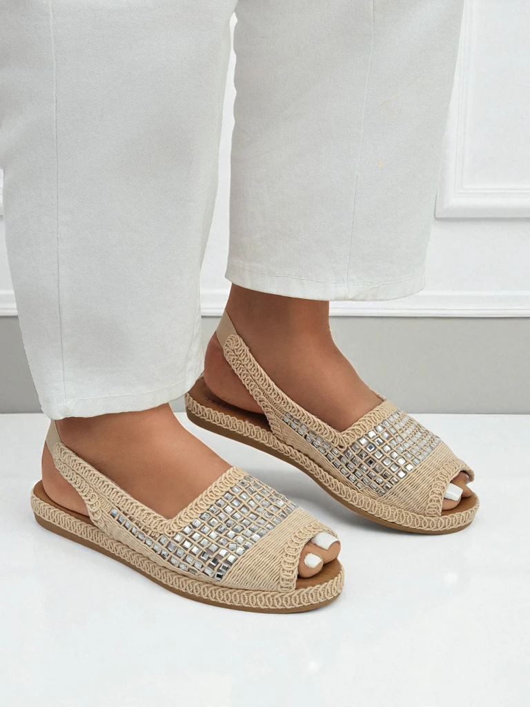 Ženske espadrile sandali z okrasnimi kamni Belle Sparkle