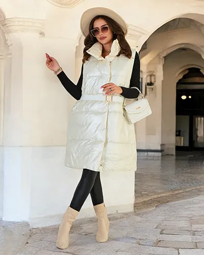 Royalfashion Dolg ženski telovnik a'la leather