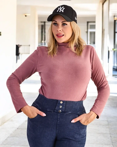 Royalfashion Sweter damski półgolf w ciemnoróżowym kolorze