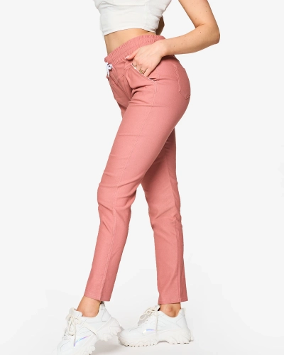 Royalfashion Damskie proste spodnie materiałowe w kolorze różowym PLUS SIZE