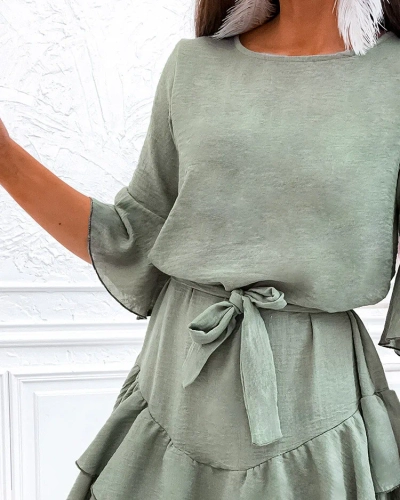 Royalfashion Lanena ženska mini obleka