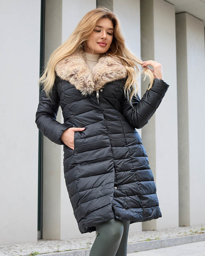 Royalfashion Czarna kurtka zimowa damska
