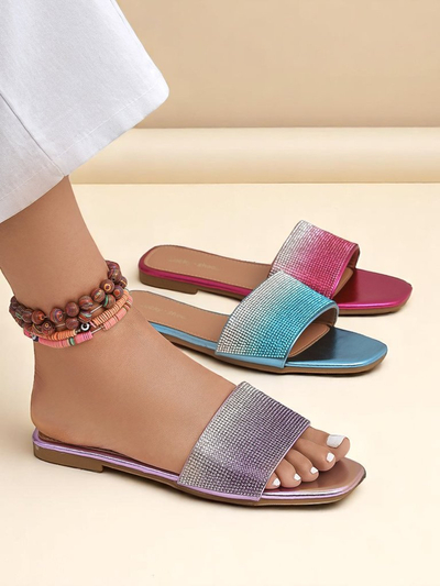 Royalfashion Zapatillas de mujer con circonitas ShinyGlow