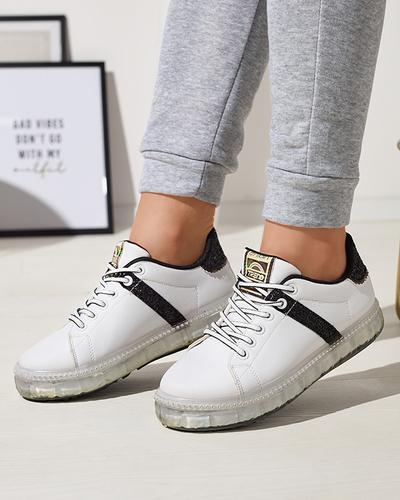 Royalfashion Sportowe buty damskie w kolorze białym z czarnymi wstawkami Asxa