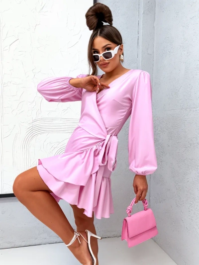 Royalfashion Ženska mini obleka s čipkami in kravato