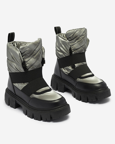 Royalfashion Buty a'la śniegowce damskie na płaskiej podeszwie w kolorze czarno- szarym Ferory