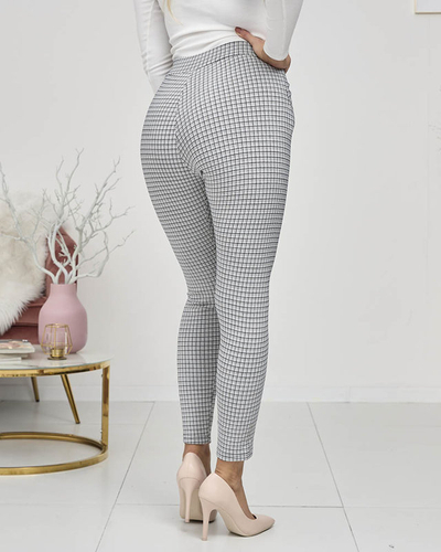 Royalfashion Szaro- czarne ocieplane damskie tregginsy w kratkę