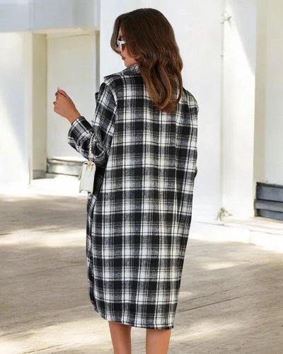 Royalfashion Ženski karirasti plašč
