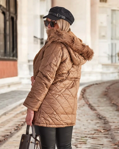 Royalfashion Ženska obojestranska jakna v rjavi barvi