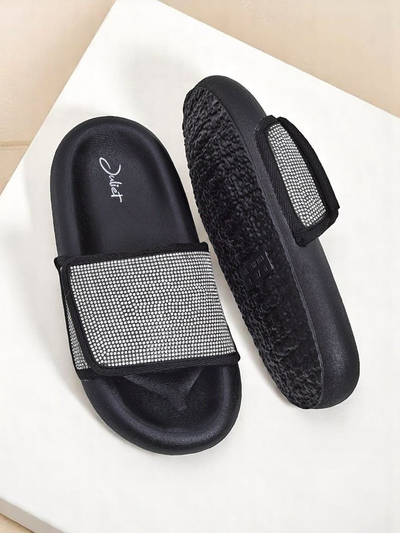 Royalfashion Papuci de damă cu talpă plată Sparkle Step