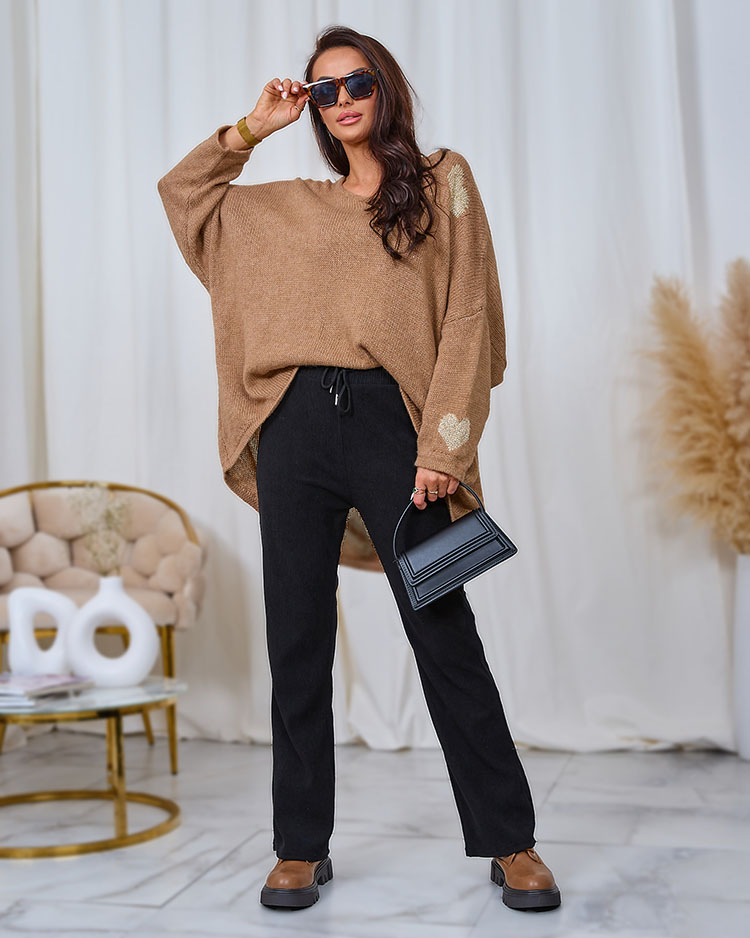 Royalfashion Ženske hlače iz manšete v črni barvi