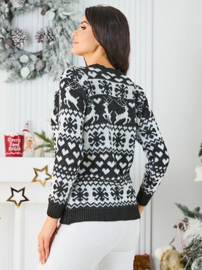 Royalfashion Rjav ženski pulover s cvetlicami