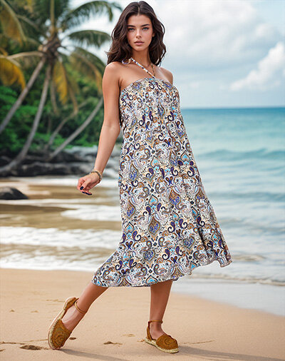 Royalfashion Ženska midi obleka s potiskom