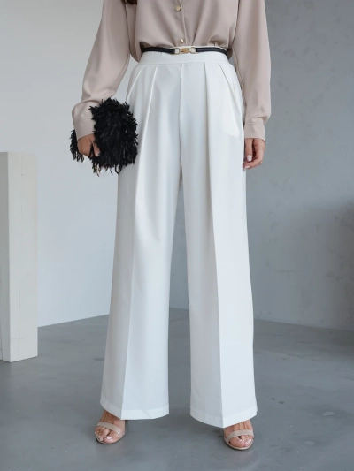 Royalfashion Široke ženske hlače z pregibom