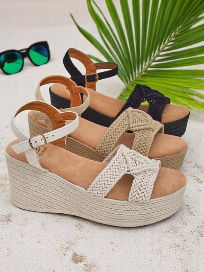 Royalfashion Ženski sandali z visoko peto, pleteni Sunny Day