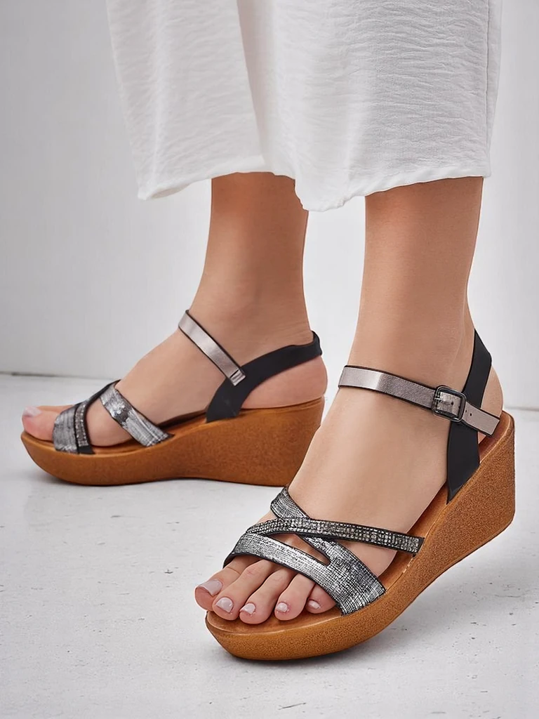 Royalfashion Ženske wedge sandale z diamanti in bleščicami Eclat