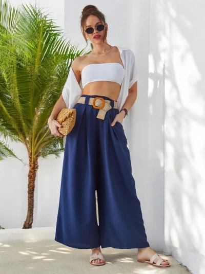 Royalfashion Ženski široki viskozni hlače