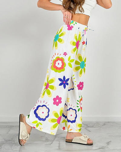 Royalfashion Ženske široke hlače s cvetličnim vzorcem