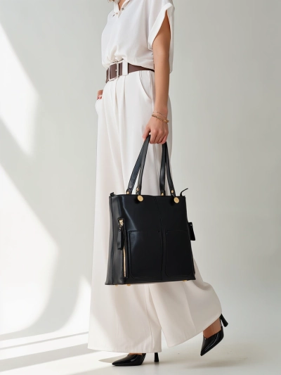 Royalfashion Eleganten velika ženska torba s žepi