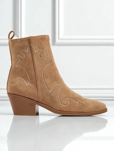 Ženski gležnarji kavbojski stil Velvet Ash – s peto